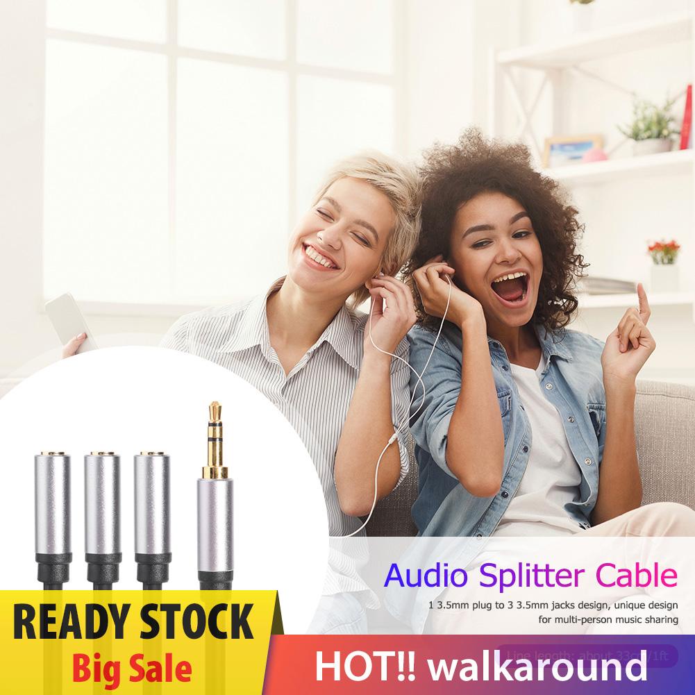 Cáp Chia Âm Thanh 3.5mm TRS Đầu Cắm Sang 3 Jack 1/8 1ft