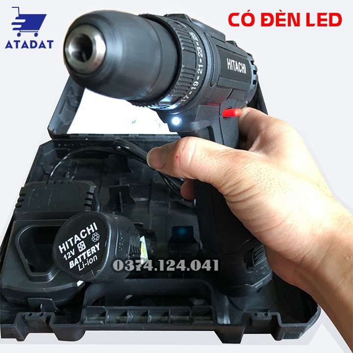 Chính Hãng Máy khoan pin Hitachi 12V - Khoan 2 cấp tốc độ, Lõi đồng - Máy Khoan dùng pin, Máy bắt vít 12V, Đảo chều ...