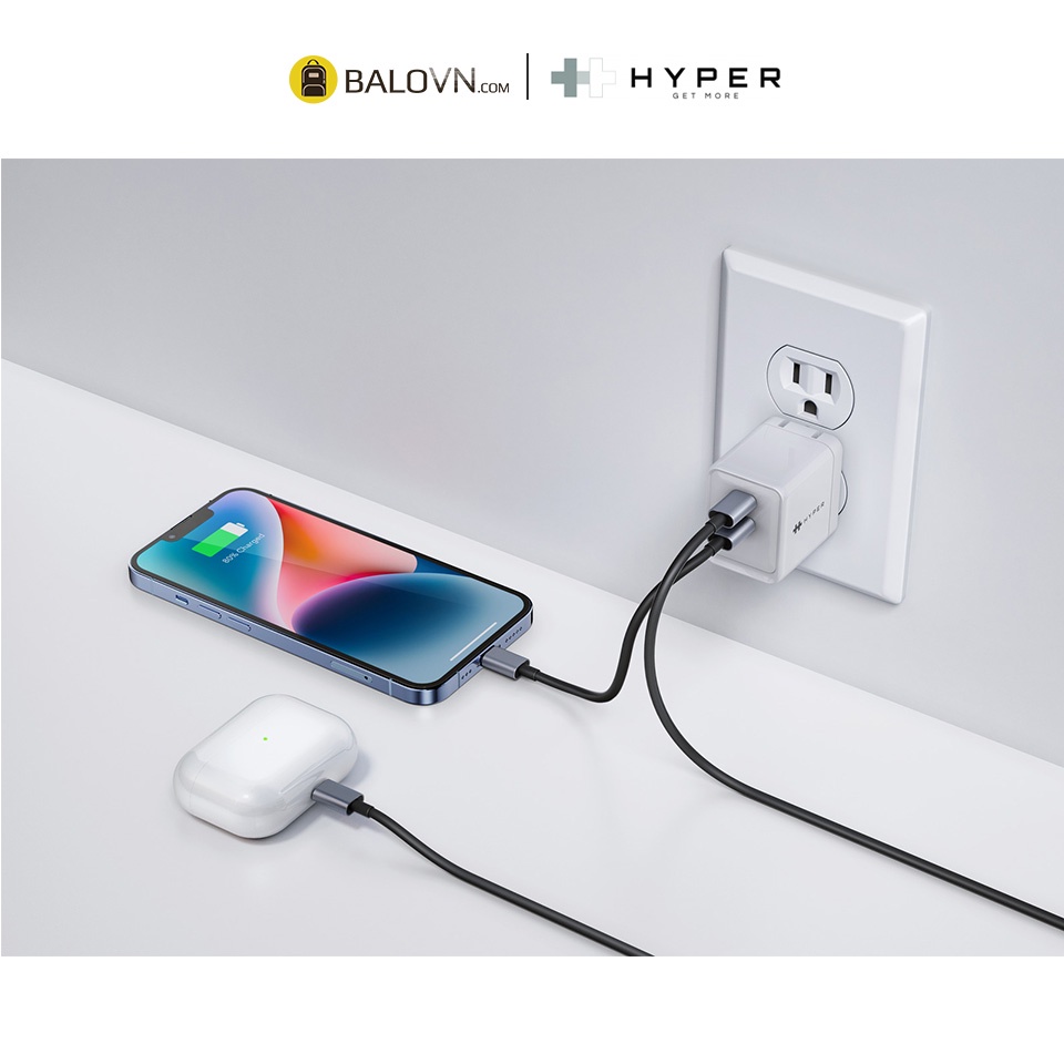 Sạc Nhanh ip 14/13/12 Hyper Gan II DUAL USB-C PPS 33W / PD 35W HJG35NA
