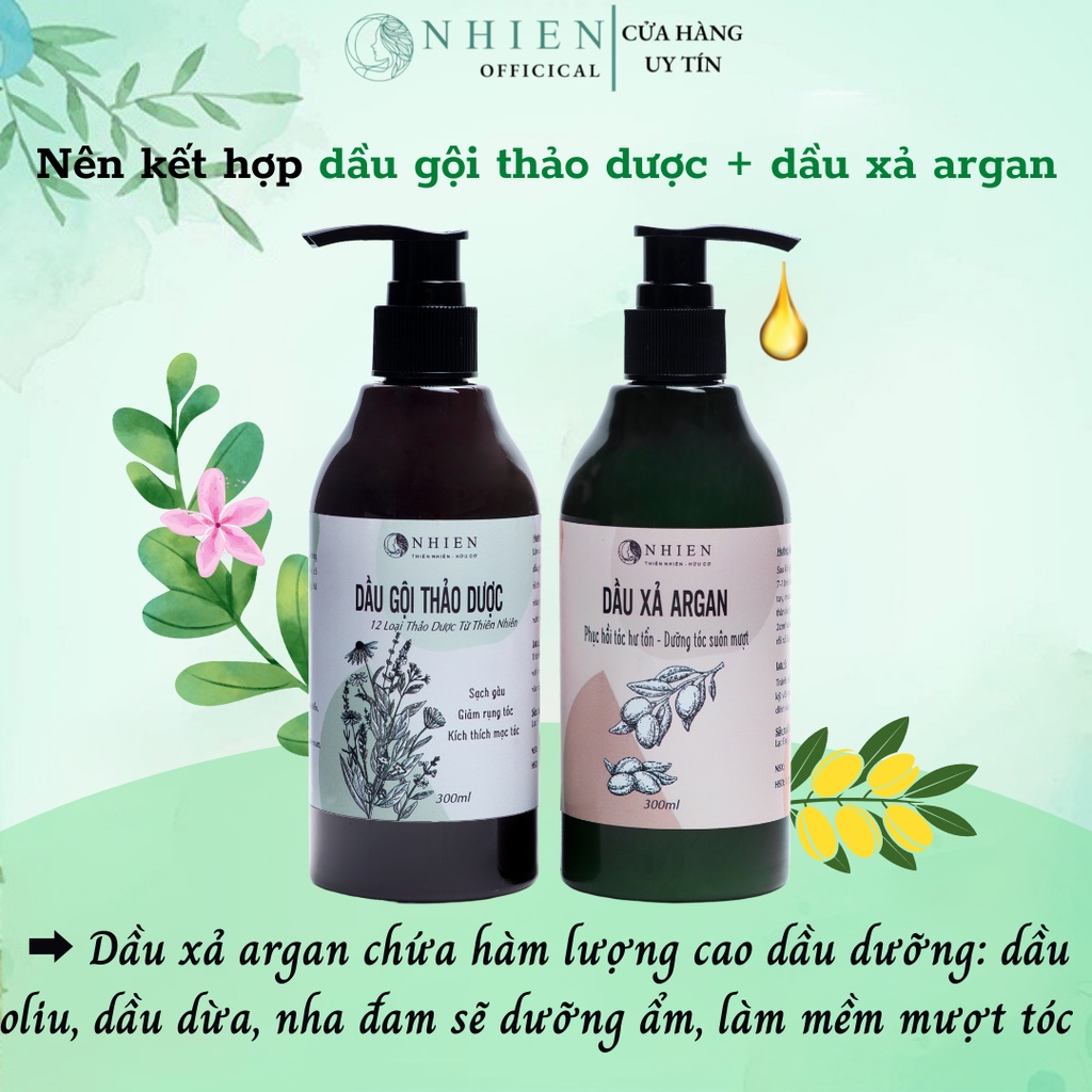 Dầu xả tóc argan, nha đam phục hồi hư tổn, dưỡng tóc suôn mềm, bóng mượt