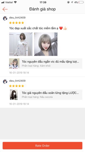 Tóc nguyên đầu ngắn vic tặng lược chuyên dụng + lưới chùm đầu