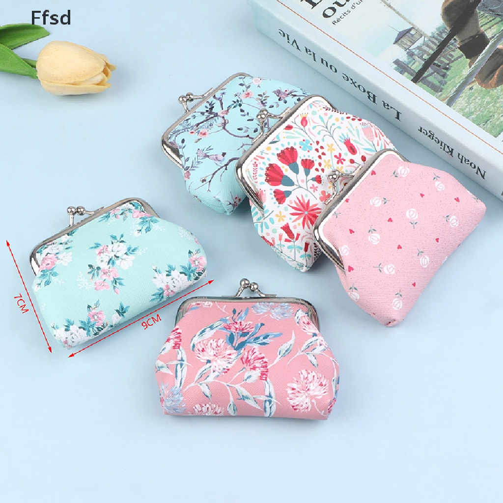 {Ffsd} Ví Da PU Dạng Nhỏ In Họa Tiết Hoa Đựng Tiền / Kẹo Cưới * Hot