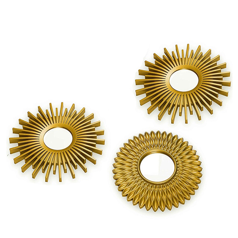 Bộ 3 Gương Dán Tường Tráng Gương Màu Vàng Trang Trí Nhà Ở