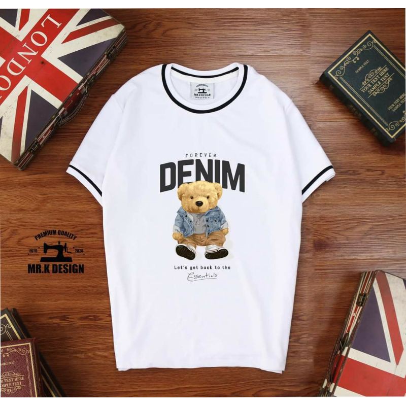 Áo thun Nam Mr.K Teddy bear phối viền