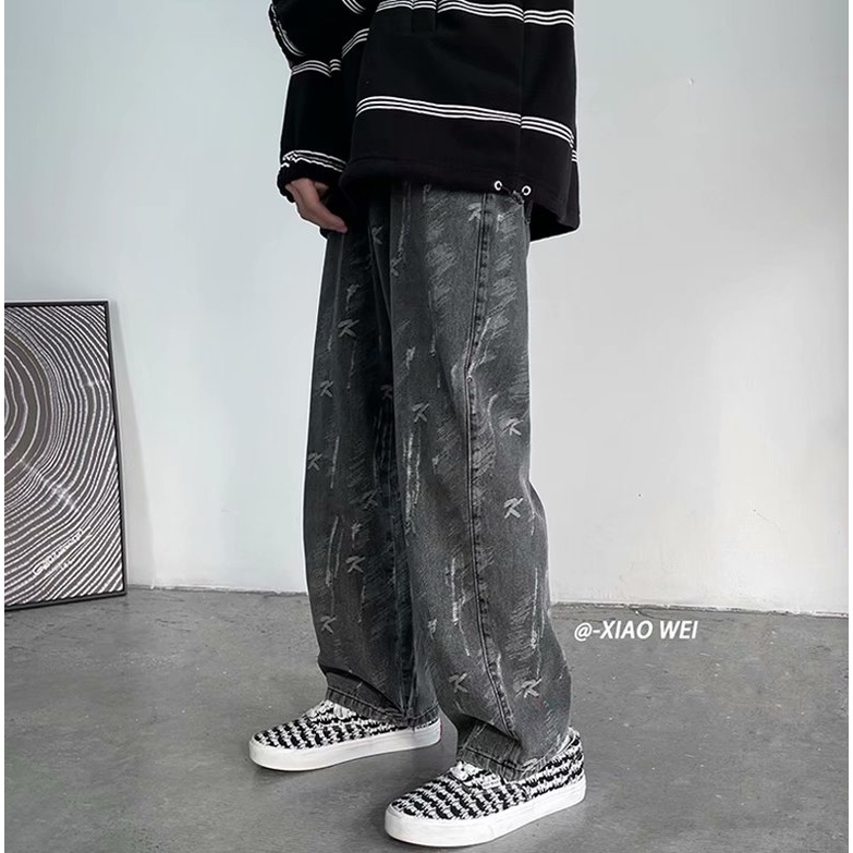 Quần Denim Ống Rộng Thời Trang Đơn Giản Dễ Phối Đồ Cho Nam quần baggy jean from rộng quần jean nam kiểu dáng hàn quốc fashion Quần ống suông