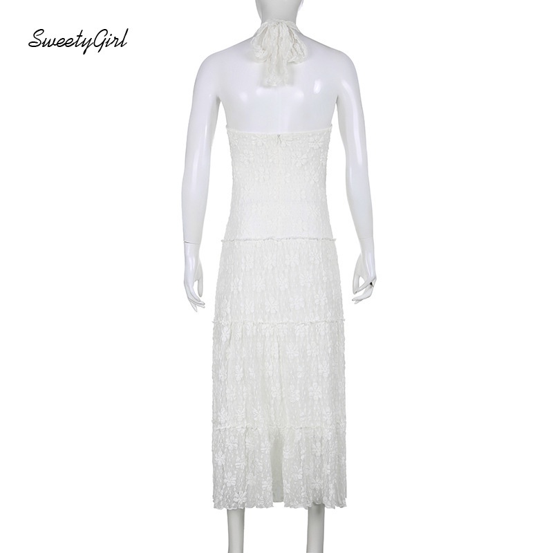 Đầm Maxi Không Tay Cổ Vuông Phối Ren Màu Sắc Ngọt Ngào Thời Trang 2022 Cho Nữ