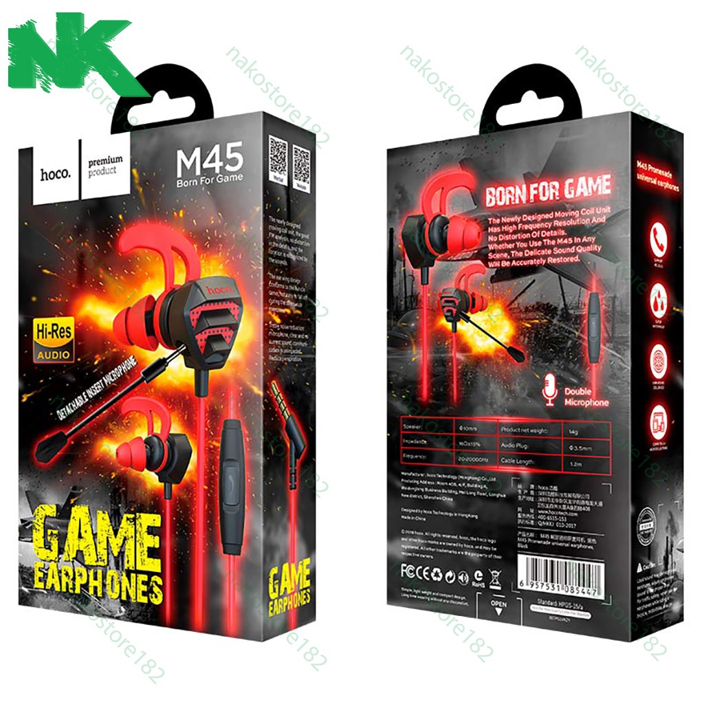 Tai Nghe Chuyên Game Hoco M45 - Có Mic Rời Tháo Lắp Dễ Dàng - Hỗ Trợ Jack Cắm 3.5 - Âm Thanh Vượt Trội ✓ Hàng Chính Hãng