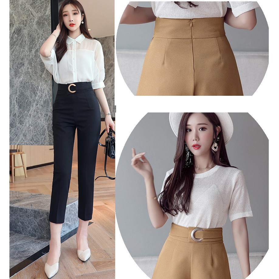 QUẦN TÂY NỮ ĐAI KHUYÊN TRÒN KINA HÀNG THIẾT KẾ, Vải Tuyết Mưa Tây Đẹp, Có Bigsize 85KG