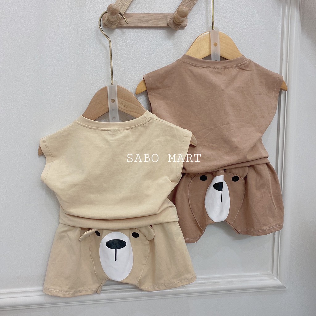 Bộ Ba Lỗ Sát Nách Hình Mặt Gấu Đắp Nổi Cá Tính Cho Bé Trai