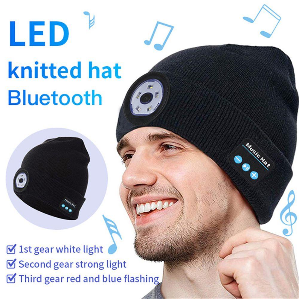 EUCA Mũ Len Tích Hợp Đèn LED 5 Bóng Ấm Áp Tích Hợp Loa Bluetooth Thời Trang