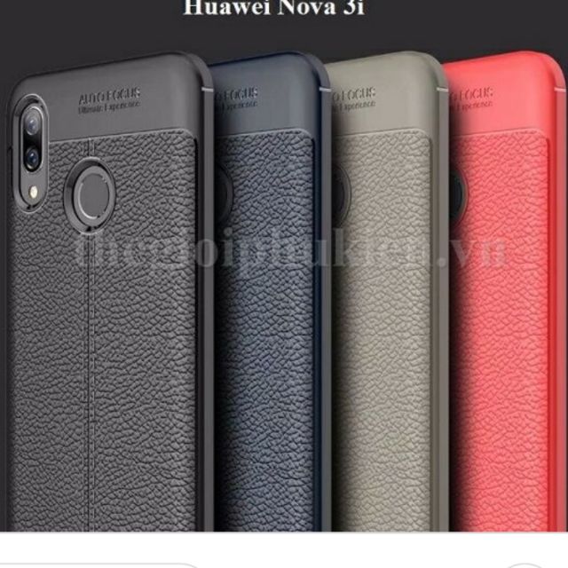 Ốp lưng huawei nova 3i silicon giả da,chống sốc auto Focus(đen)