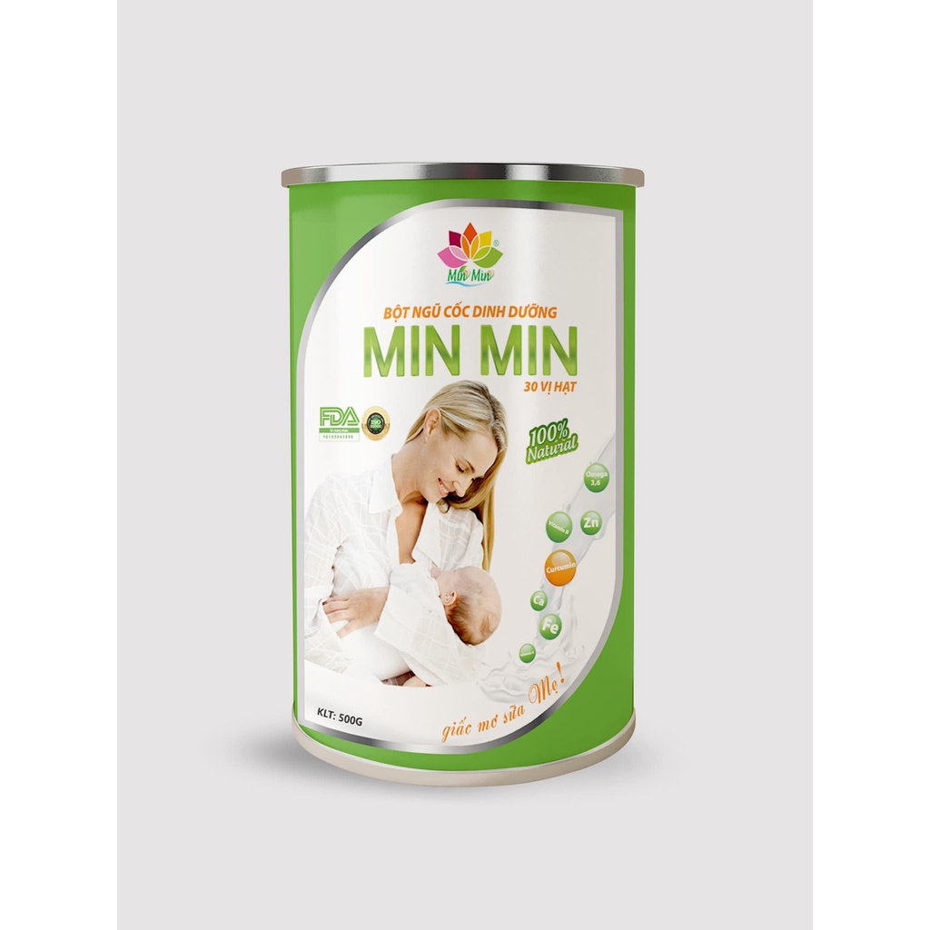 Bột Ngũ Cốc Dinh Dưỡng MIN MIN - Ngũ cốc lợi sữa 30 vị hạt Hộp 500gr