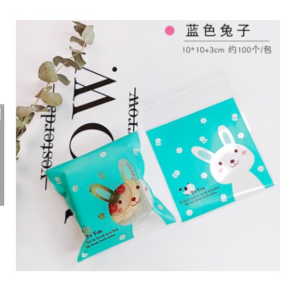 Set 10, 20, 50 túi kiếng đựng bánh cookie, quà tặng thỏ vàng, hồng To You 10 x 10 cm