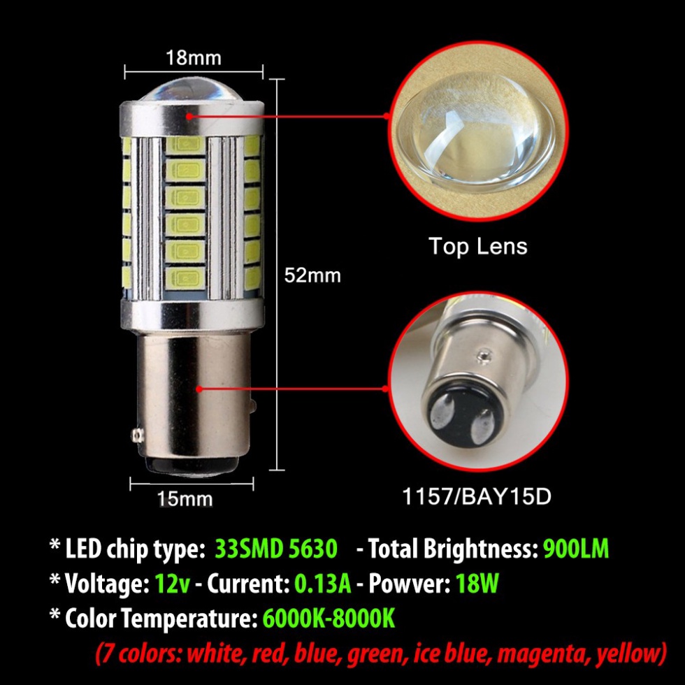 01 bóng đèn phanh, stop NHẤP NHÁY F1 - LED 18W thấu kính chuẩn 1157 Ảnh thật Sp