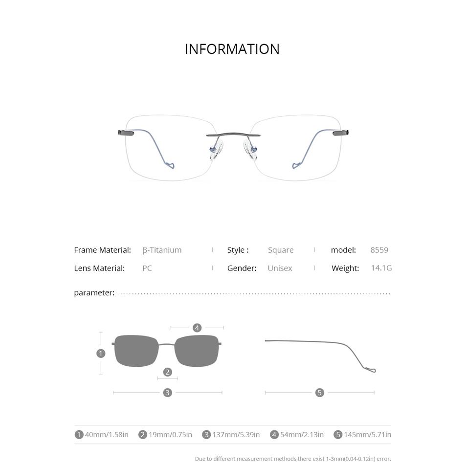 Mắt kính gọng vuông bằng titan siêu nhẹ phong cách Nhật Bản thời trang mới 2021