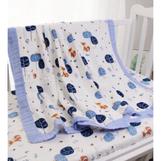 Chăn xô 6 lớp bo viền cho bé chất vải xô cotton mềm mịn