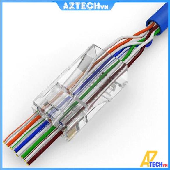 Bộ kiềm bấm mạng xuyên thấu + 50 hạt mạng RJ45 xuyên thấu + hộp test cáp mạng RJ45/11 kèm pin Loại Tốt