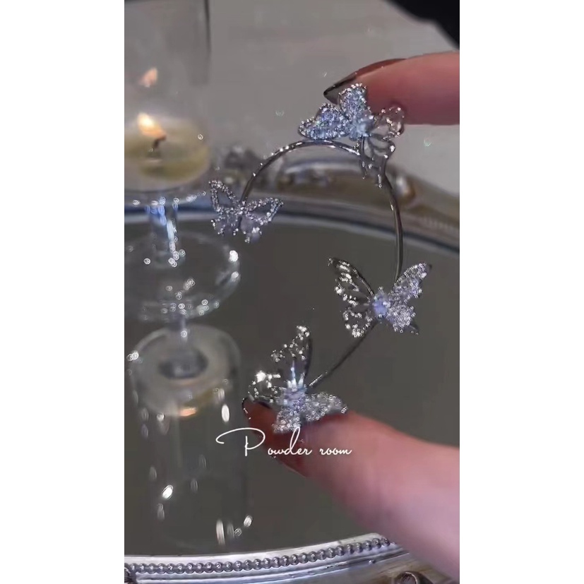 Khuyên kẹp vành tai hình bướm đính đá thời trang cho nữ