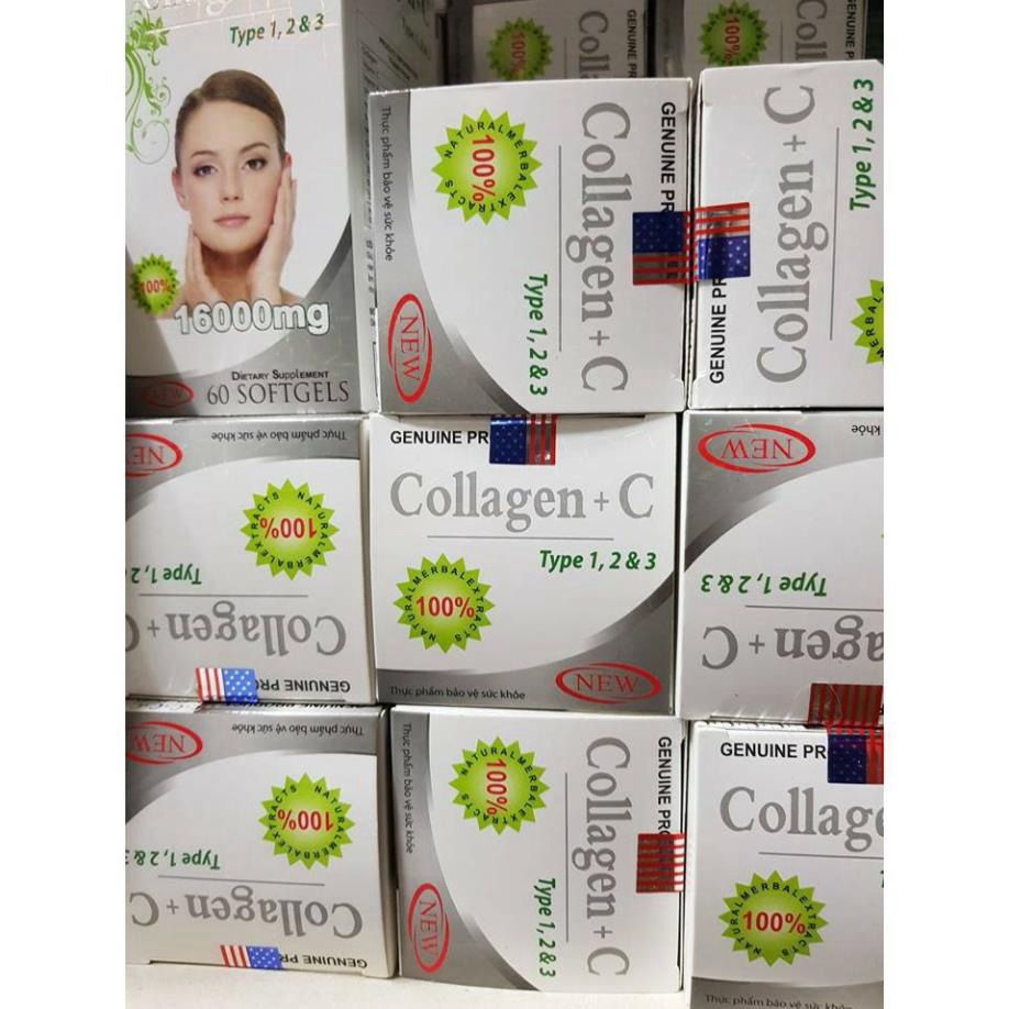 Collagen C 16000mg đẹp da, chống lão hóa, mờ thâm, trắng da Hộp 60 viên lọ