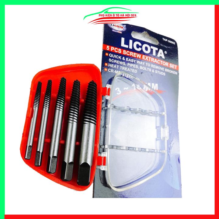 Bộ mở ốc vít gãy, toét đầu Licota - 5 mũi taro 3-18mm TAP-50002