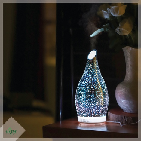 Máy xông tinh dầu Sao Băng HAEVA cho phòng ngủ, có 7 đèn Led 3D cực đẹp tuỳ chỉnh