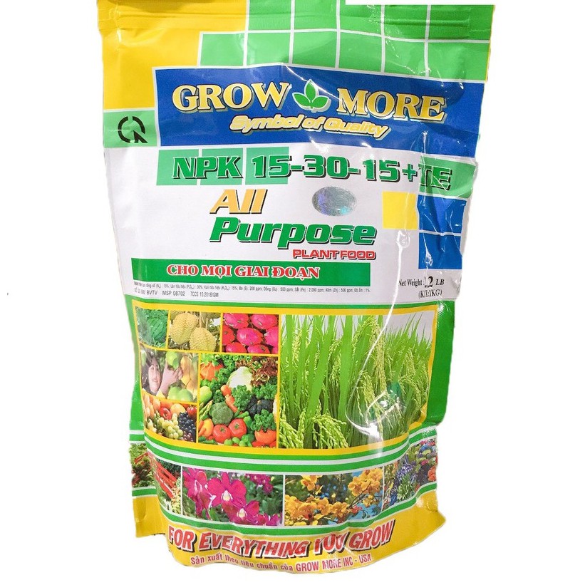 Phân bón lá Growmore NPK 15-30-15 dùng cho mọi giai đoạn 1kg, phan bon my tot cho cay