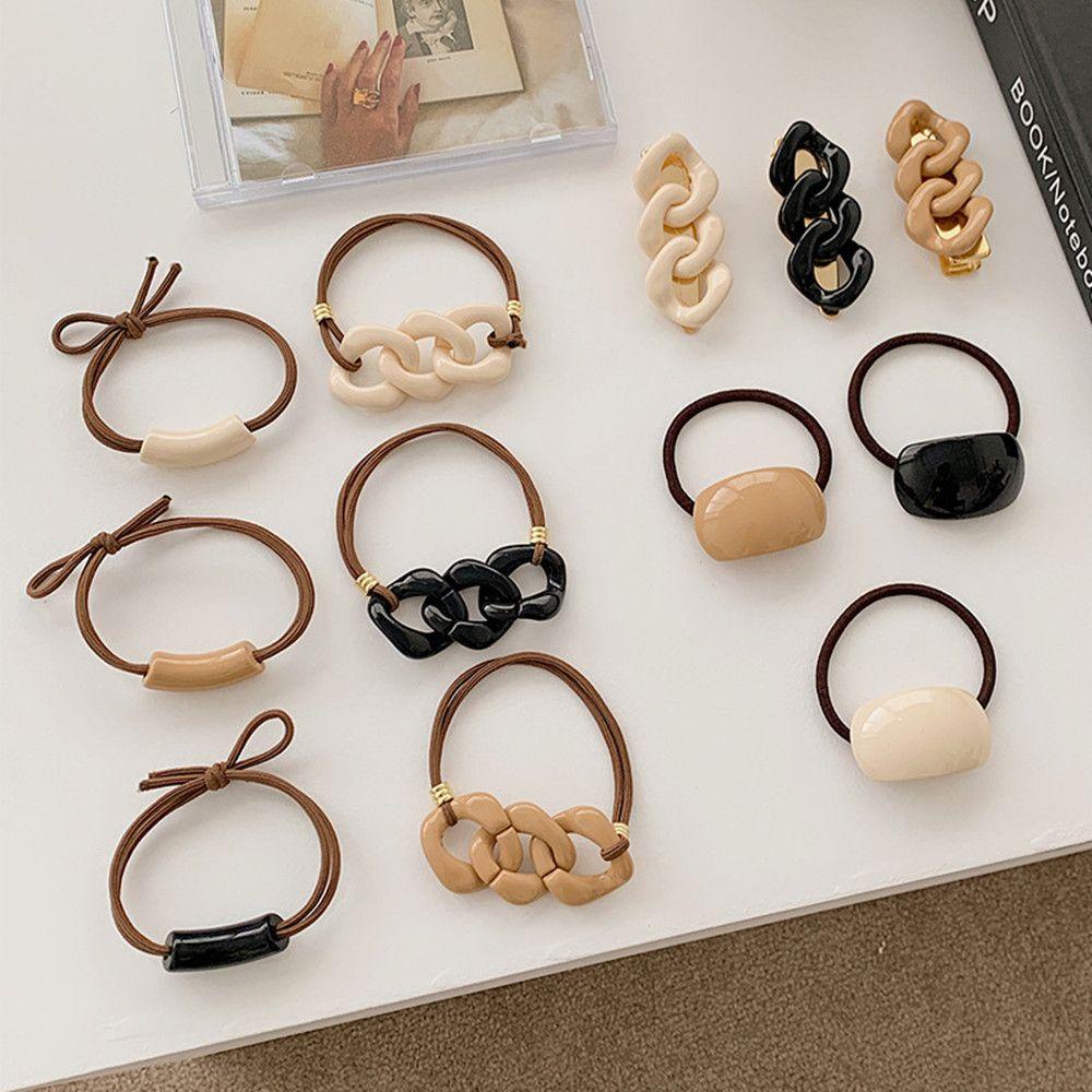 Set 3 Dây Cột Tóc Co Giãn Thời Trang Hàn Quốc Cho Nữ Giá Đỡ