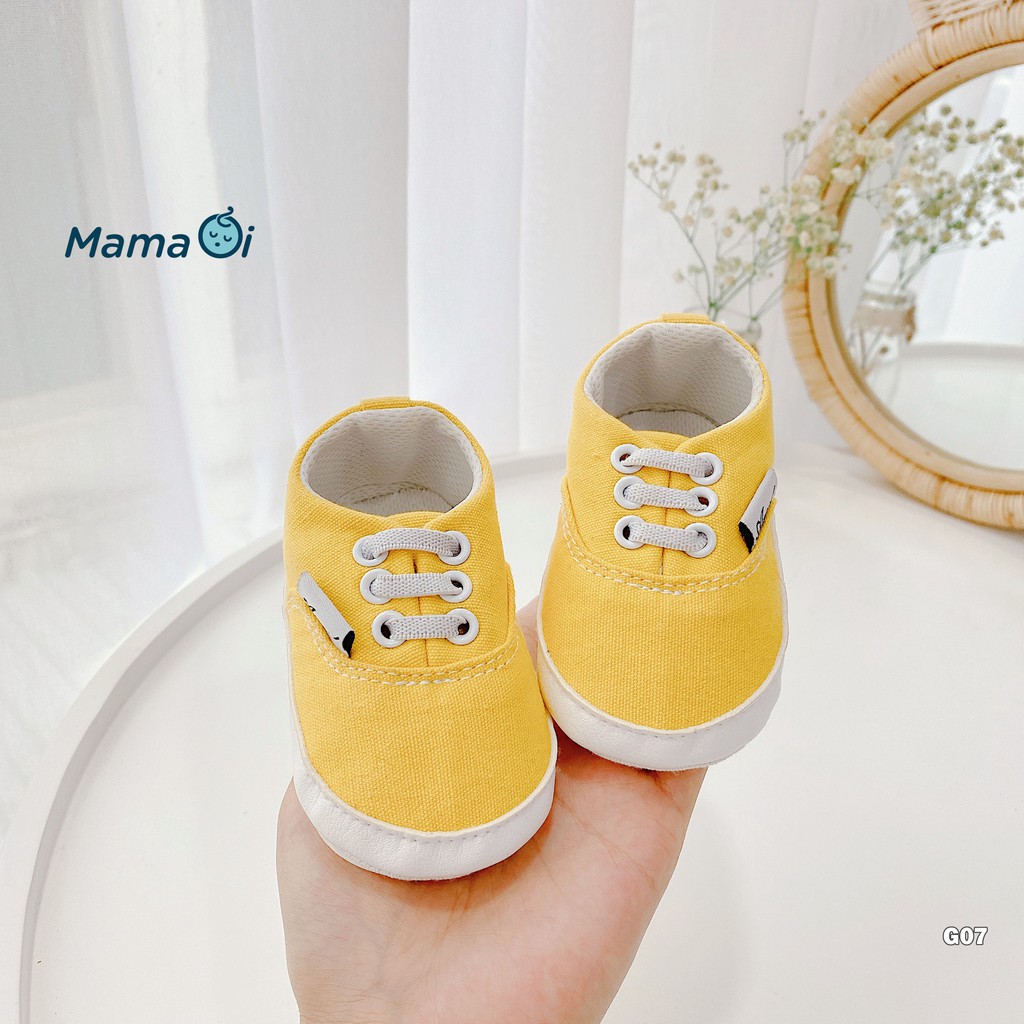 G07 Giày bata cho bé giày vải màu vàng đế nhựa chống trượt bám dính cho bé tập đi của Mama oi - Thời trang cho bé