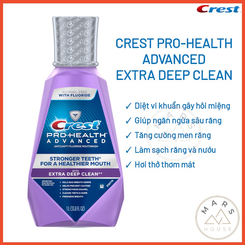 Nước súc miệng Crest Pro-Health Advanced chai 1 Lít