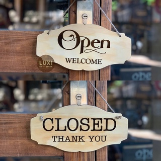 Bảng gỗ treo cửa 2 mặt Open(welcome) - Close (thank you) LUXI DECOR