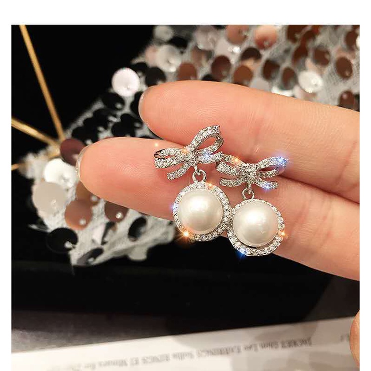 Khuyên Tai Ngọc Trai Trắng/Đen Bạc 925 Phong Cách Thời Thượng Cho Cô Dâu