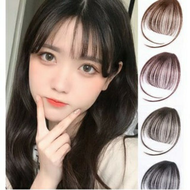 Tóc mái giả làm bằng sợi tơ mềm mượt.