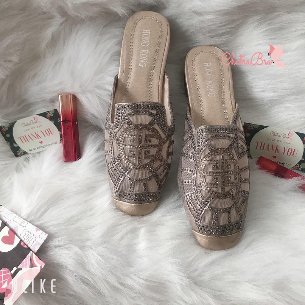 Dép sục soàn đan lỗ kim tuyến sang trọng