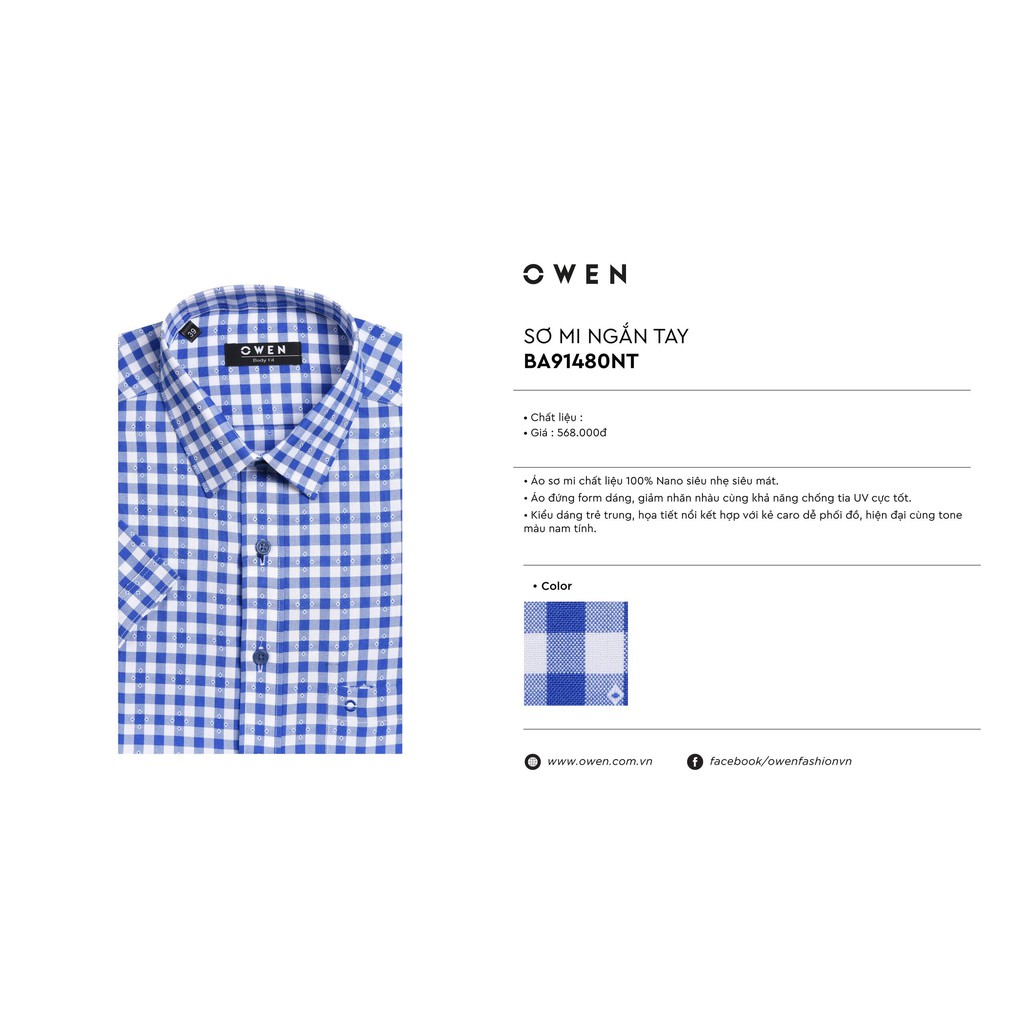 Sơ mi ngắn tay owen - BA91480NT