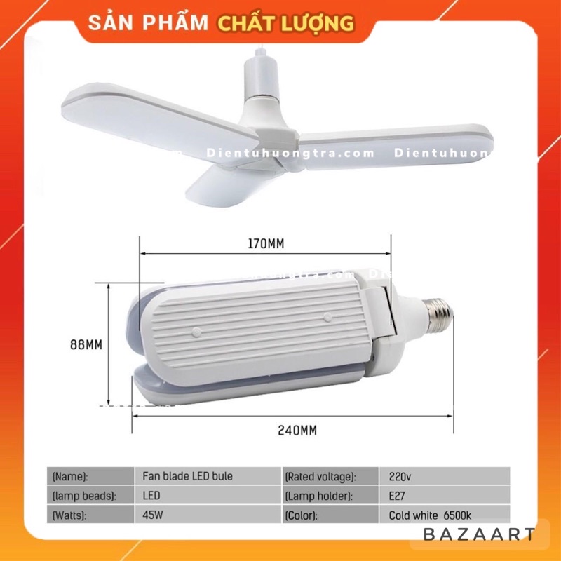 Bóng đèn led 45w cánh quạt siêu sáng-đuôi E27