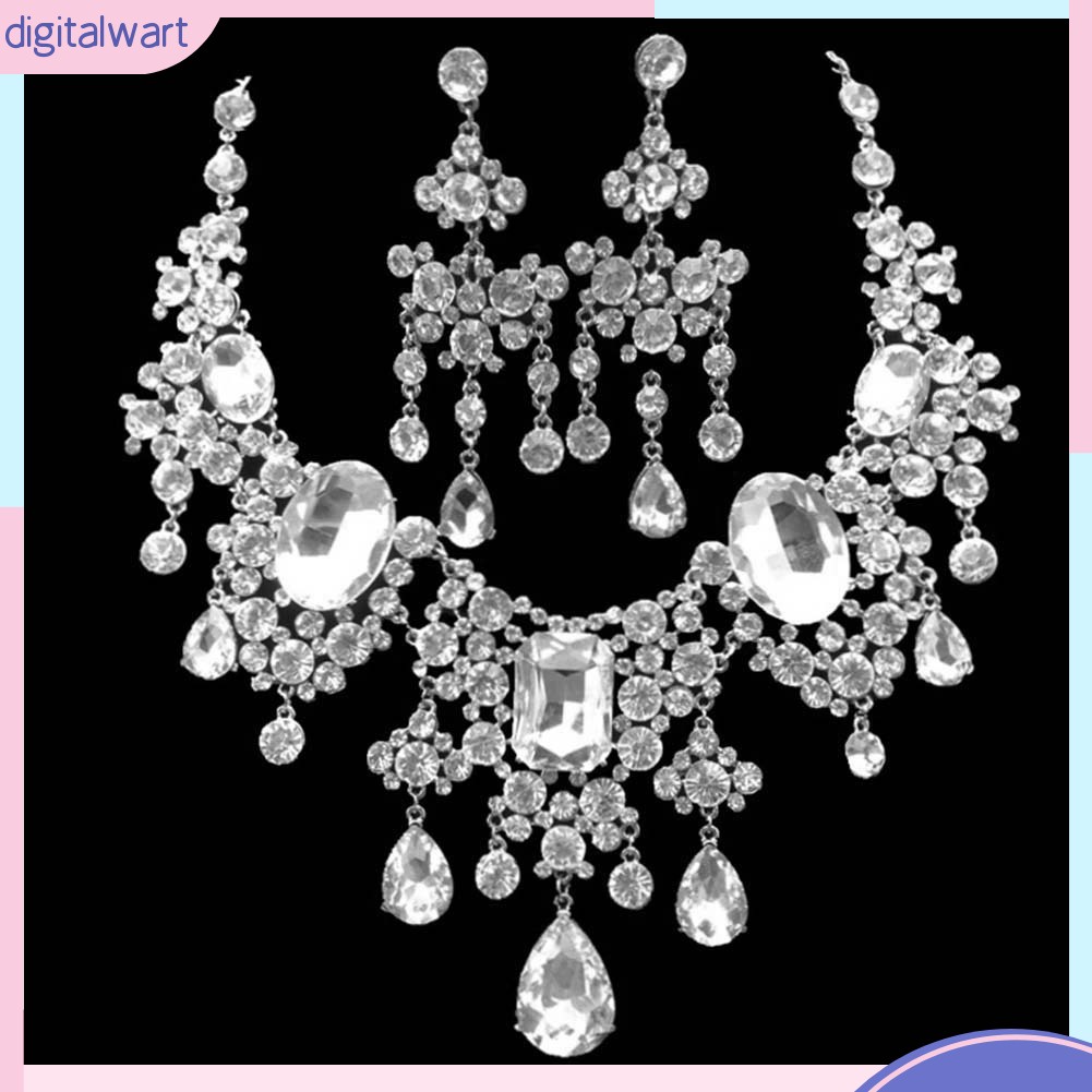 Set 2 Vòng cổ Và Đôi Khuyên Tai Đính Đá Thời Trang Dành Cho Nữ