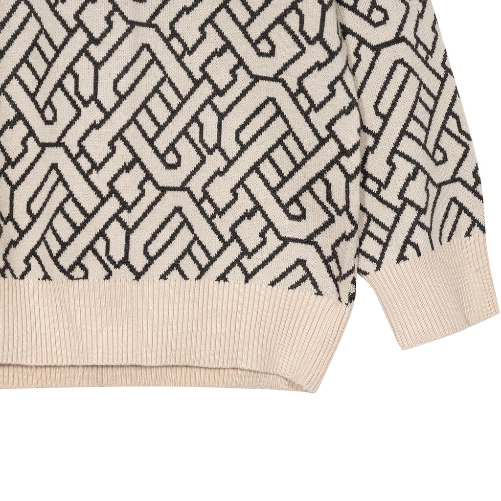 Áo sweater tay dài HUGU - Monogram - vải len, form rộng unisex