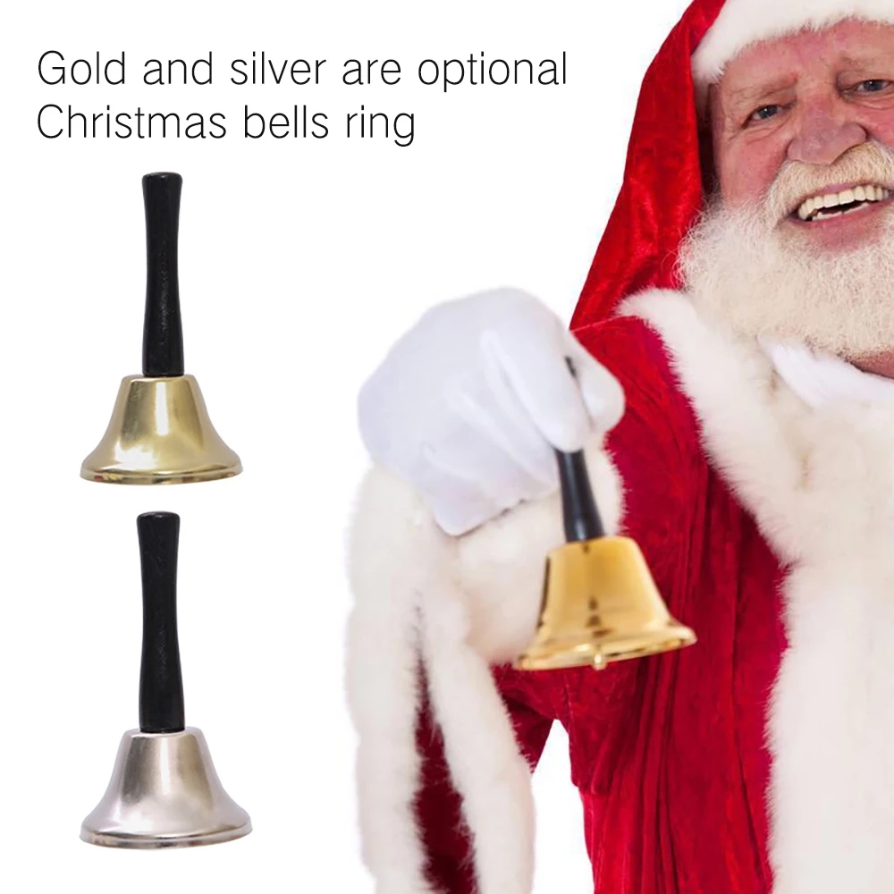 Christmas Metal Santa Claus Rattle Hand Bell/Reception Dinner Party Celebrate With Wooden Handle/Restaurant Handbell Hotel Decor