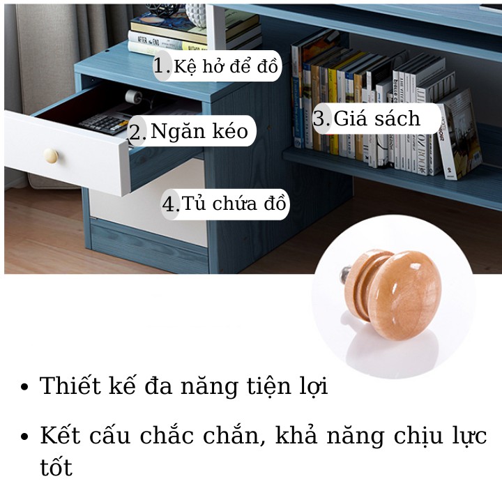 Bàn máy tính có ngăn kéo bàn học, bàn làm việc gỗ Homexinh
