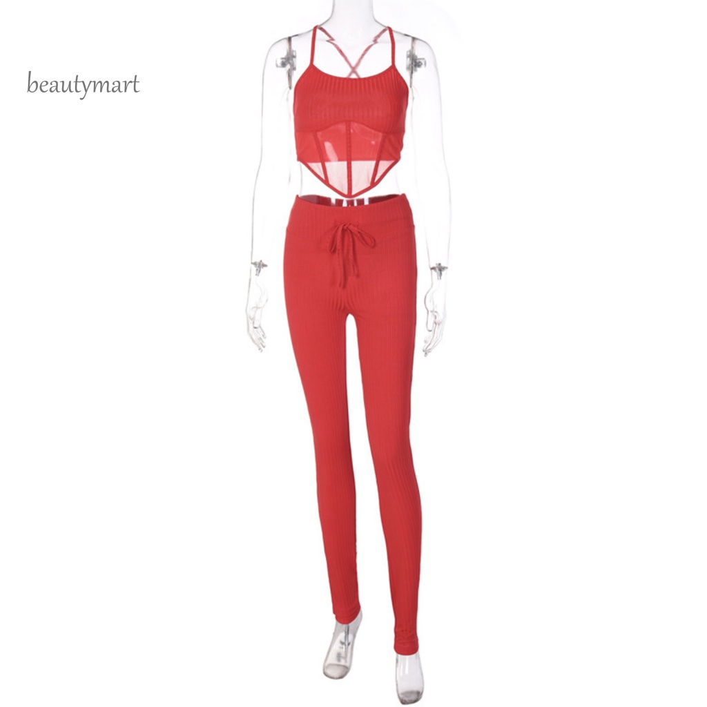 Bộ Áo Tank Top Không Tay Phối Quần Dài Vải Mềm Thời Trang Mùa Hè Cho Nữ