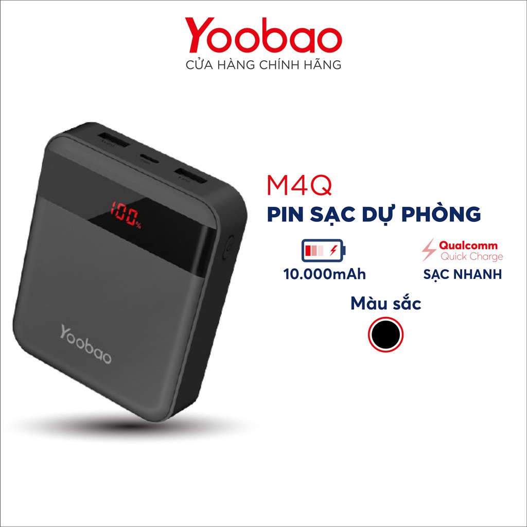 Sạc dự phòng 10000mAh Yoobao M4Q Hỗ trợ sạc nhanh QC 3.0 Đầu ra 2 cổng USB - Hàng chính hãng - Bảo hành 12 tháng 1 đổi 1