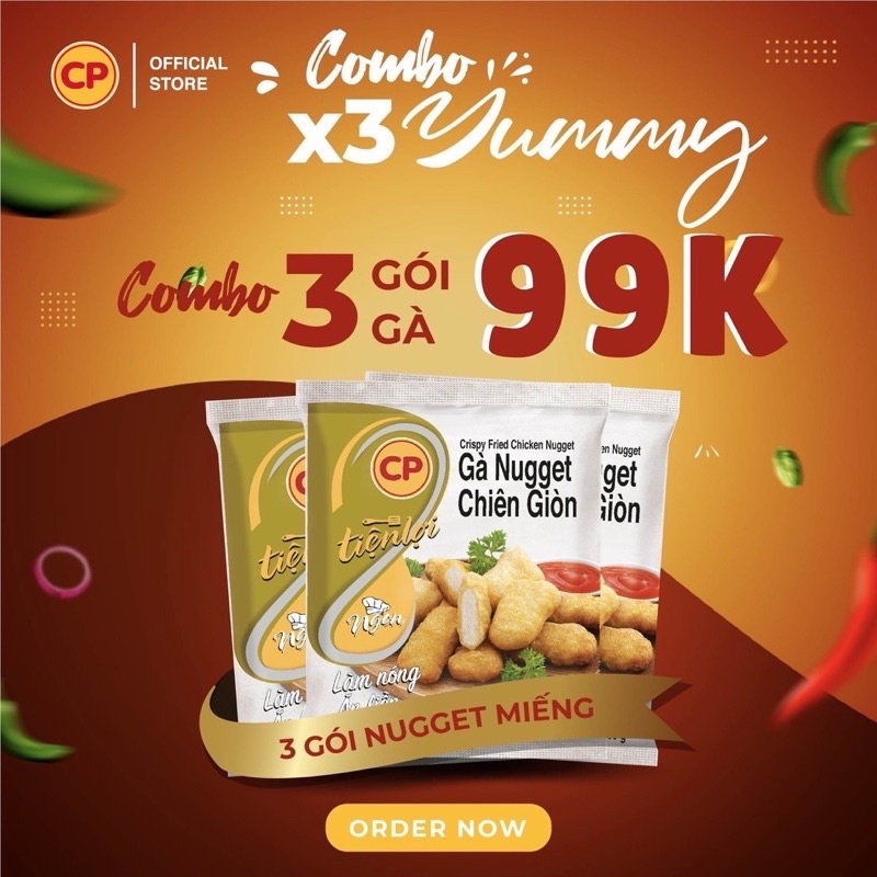 Combo 3 gói gà CP chiên giòn 1 gói 300gr