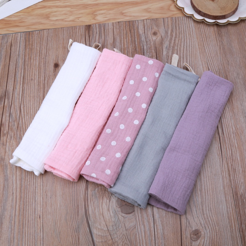Set 5 khăn lau tay 4 lớp hình vuông bằng vải cotton thấm hút nước cho bé sơ sinh