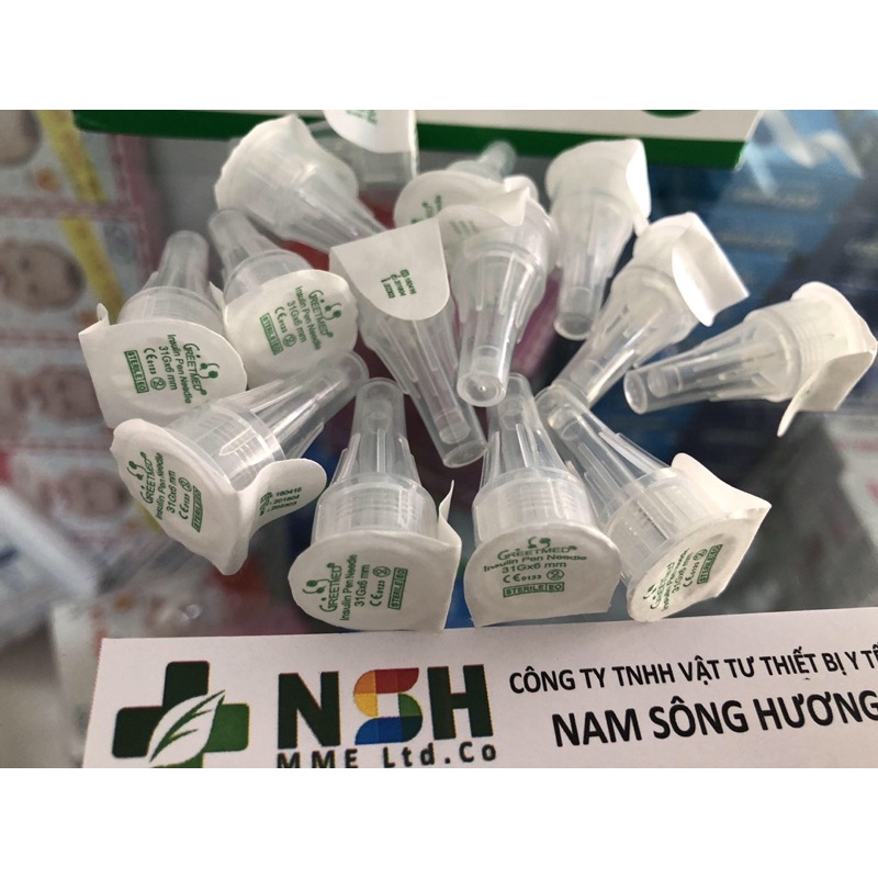 Hộp 100 cái Kim bánh ú kim insulin Đầu Bút Kim Tiêm Insulin Kim Chích Tiểu Đường Greetmed 31G