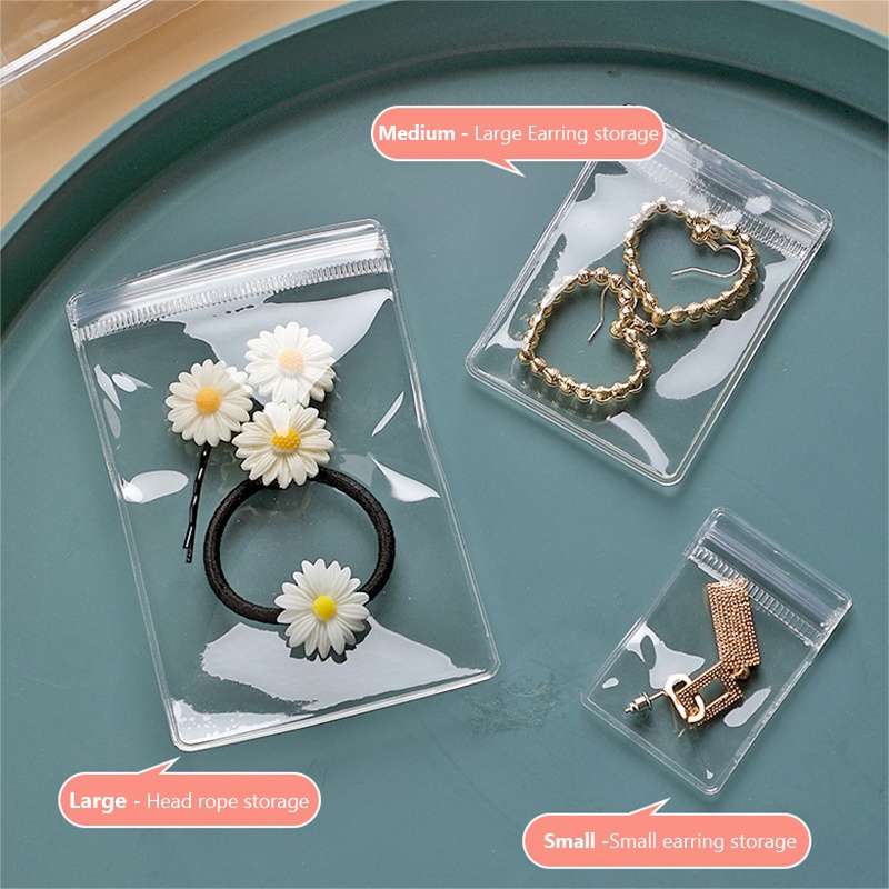 0 Pcs Transparent PVC Small Jewelry Storage Bag Waterproof Anti-Oxidation Ziplock Pouches