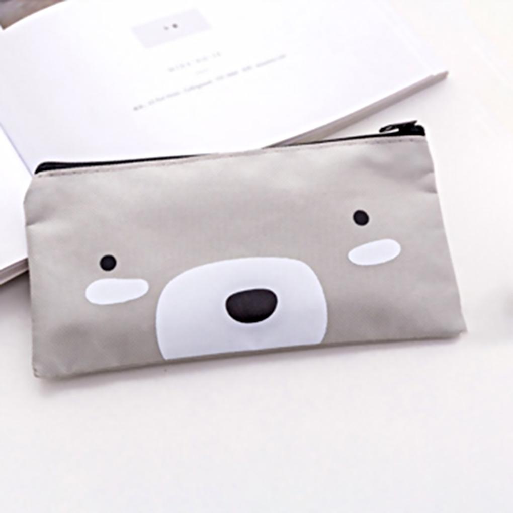 Túi Đựng Bút Bằng Vải Canvas Hình Gấu Dễ Thương