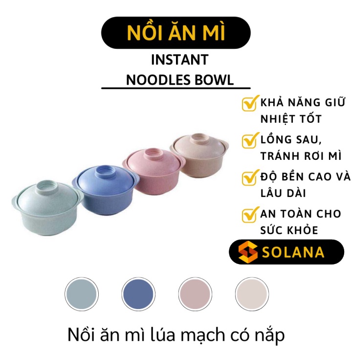 Bát Ăn Mì Có Nắp Đậy - Tô Ăn Mì Lúa Mạch Giữ Nhiệt Tốt Phong Cách Nhật Bản 8442