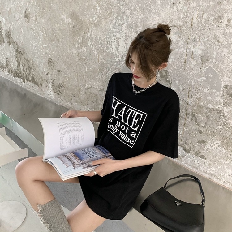 Áo Thun HIIXIIVI T-Shirt Tay Ngắn Cổ Tròn In Hình Hoàng Hôn Thời Trang Mùa Hè Phong Cách Hàn Quốc Dành Cho Nữ 2022