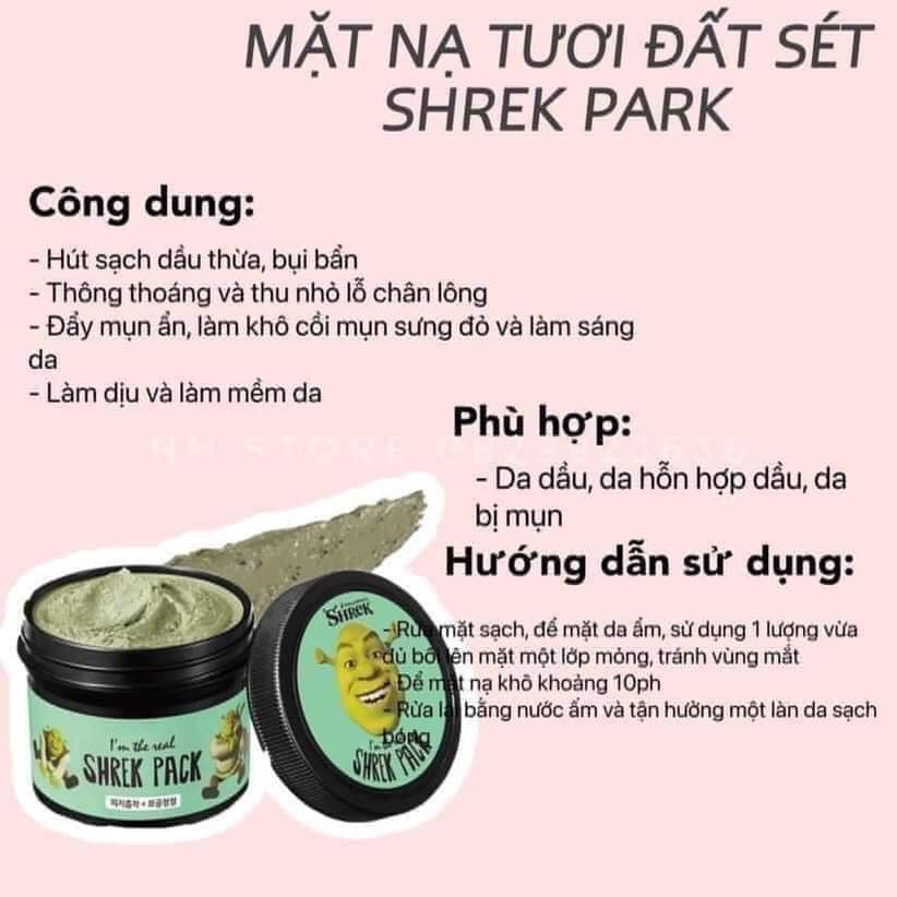 Mặt Nạ Đất Sét Bạc Hà Rau Má Shrek Pack 110g - Mặt Nạ Lột Mụn Sherk Peel-Off [Hàn Quốc]