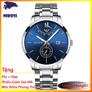 Đồng Hồ Nibosi Nam Chính Hãng Fullbox Dây Thép Không Gỉ Có Lịch Size 43mm Tặng Pin Kèm Phiếu Mua Hàng 49k